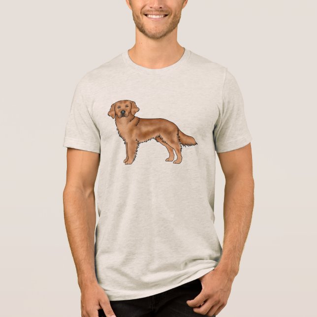 T-shirt En Tri-matière Red Golden Retriever mignon dessin de chien (Recto)