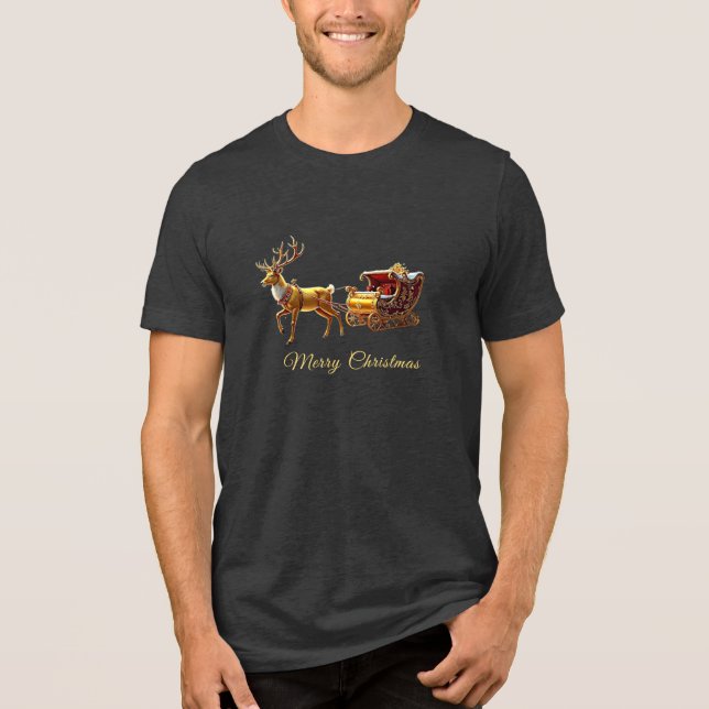 T-shirt En Tri-matière Reindeer Christmas Sleigh Holiday Men's T-Shirt (Recto)