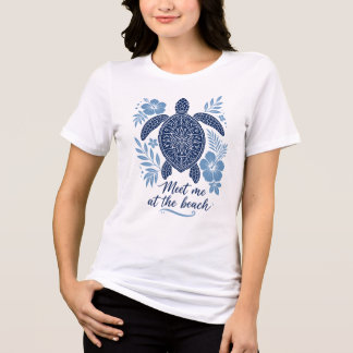 T-shirt En Tri-matière Rencontre-moi à la Plage Tortue de Mer Tropical Et