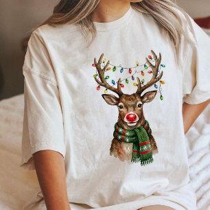 T-shirt En Tri-matière Rennes aquarelle mignons avec des lumières de Noël