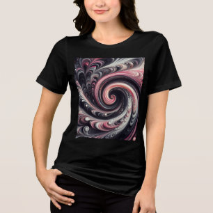 T-shirt En Tri-matière Résumé Moderne Tourbillonnant Rose, Noir et Blanc