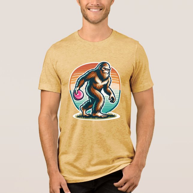 T-shirt En Tri-matière Rétro Bigfoot Sasquatch Disk Golf (Recto)