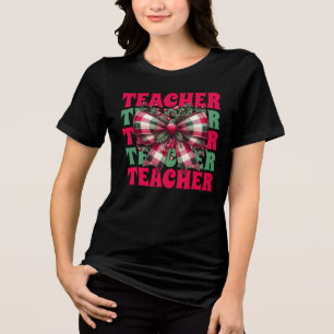 T-shirt En Tri-matière Retro Enseignant Noël Coquette Bow