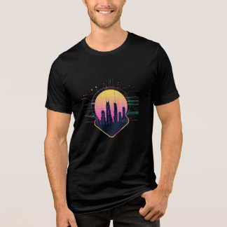 T-shirt En Tri-matière Retro Futuristic Neon Cityscape Tech