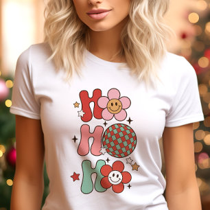 T-shirt En Tri-matière Rétro Ho Ho Ho Fleur Colorée Noël