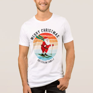 T-shirt En Tri-matière Retro Noël Sunset Ski Père Noël Personnalisé