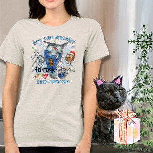 T-shirt En Tri-matière Roche hideuse pull drôle chat et souris blanc