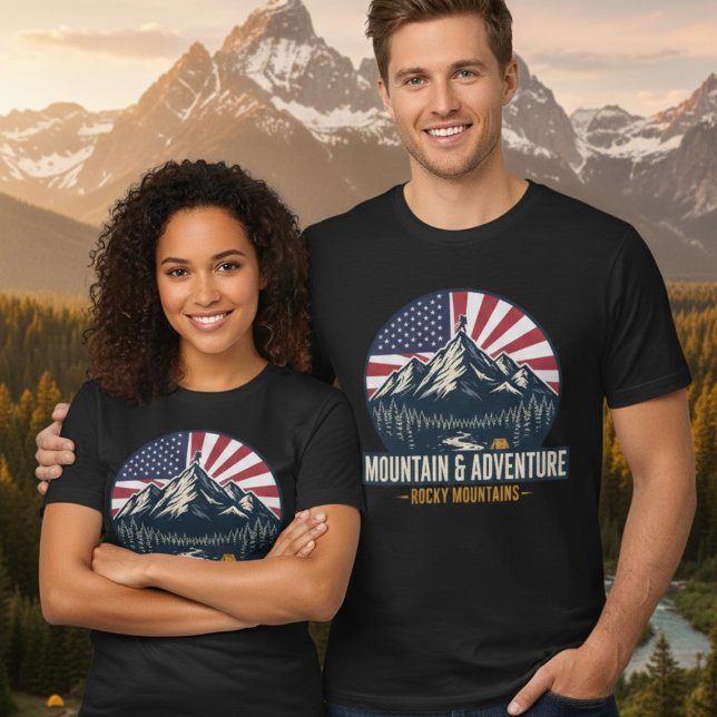 T-shirt En Tri-matière Rocky Mountains Patriotic Outdoor Adventure Hiking (Créateur téléchargé)