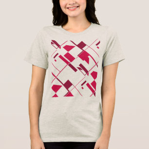 T-shirt En Tri-matière Rose Red Burgundy Crisscross Art Abstrait Imprimer