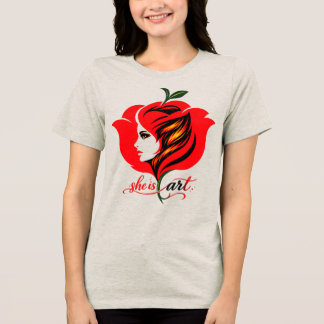 T-shirt En Tri-matière Rose rouge Art floral