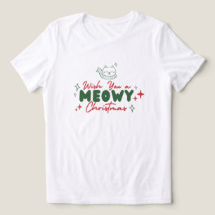 T-shirt En Tri-matière Rouge et Vert mignon chat Meowy Noël