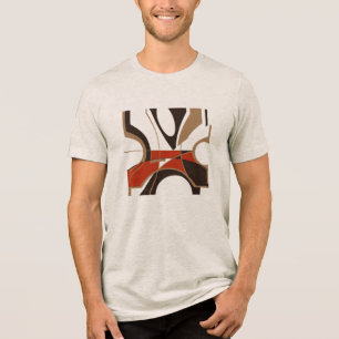 T-shirt En Tri-matière Rouge foncé Tan noir MCM Look Art géométrique Abst