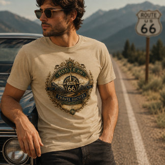 T-shirt En Tri-matière Route 66 Travel Society Blason de compas vintage