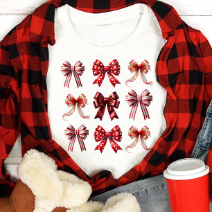 T-shirt En Tri-matière Rubans Rouges Noël Coquette