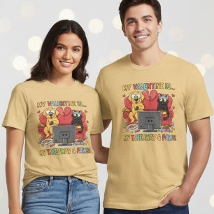 T-shirt En Tri-matière Saint-Valentin Chien Chat Repas À Emporter Drôle