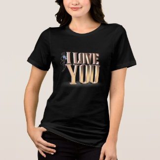 T-shirt En Tri-matière Saint Valentin Golden 3D I Love You Black