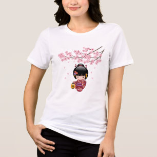 T-shirt En Tri-matière Sakura Kokeshi Doll Geisha Girl