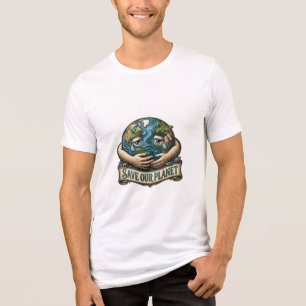 T-shirt En Tri-matière Sauver Notre Planète Terre qui Pleure Sensibilisat