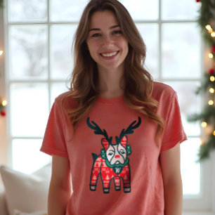T-shirt En Tri-matière Séjournez confortable French Bulldog Reindeer Ch
