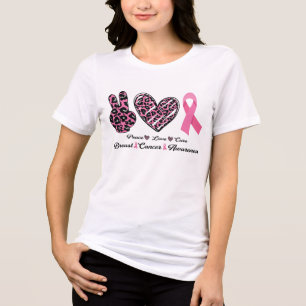 T-shirt En Tri-matière Sensibilisation au cancer du sein Paix Amour Cure