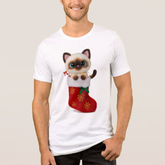 T-shirt En Tri-matière Siamese Cat in Christmas Stocking with Lights