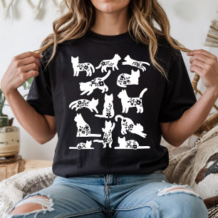 T-shirt En Tri-matière Silhouette de chat floral Amateur de chat botani