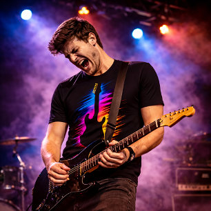 T-shirt En Tri-matière Silhouette de guitare électrique   L'art de la mus