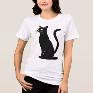 T-shirt En Tri-matière Silhouette graphique de chat noir élégant - Minima