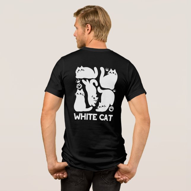 T-shirt En Tri-matière Silhouettes de chaton blanc - Design Feline mignon (Verso intégral)