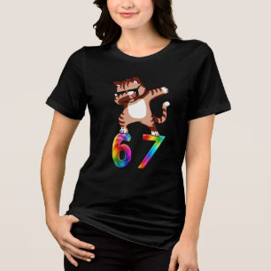 T-shirt En Tri-matière Six Seven Meme Slang 6 7 Chat qui fait le dab