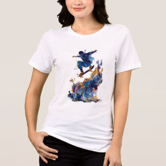 T-shirt En Tri-matière Skateur Abstrait | Encre Fluide Aquarelle