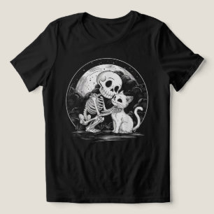 T-shirt En Tri-matière Skeleton Cat Crâne Kitty - Gote mignonne Halloween