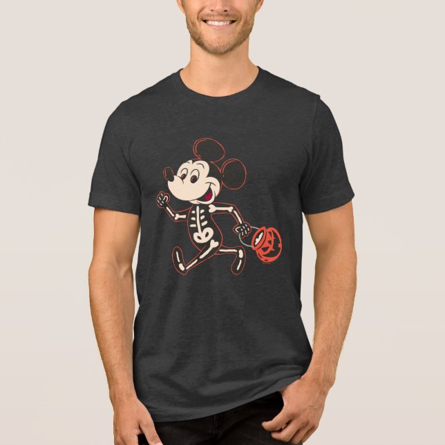 T-shirt En Tri-matière Skeleton Mickey sur Halloween (Recto)