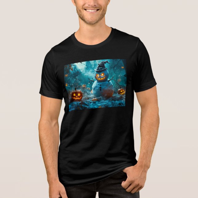 T-shirt En Tri-matière Snowman d'Halloween déplaisant avec des yeux brill (Recto)