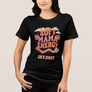T-shirt En Tri-matière Soft Mama Energy Retro Floral Typography Shirt   