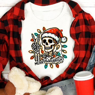 T-shirt En Tri-matière Squelette de Noël paisible joyeux et lumineux