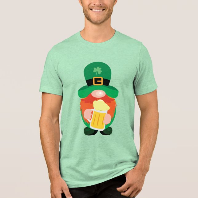 T-shirt En Tri-matière St Patrick’s Day Gnome avec bière (Recto)