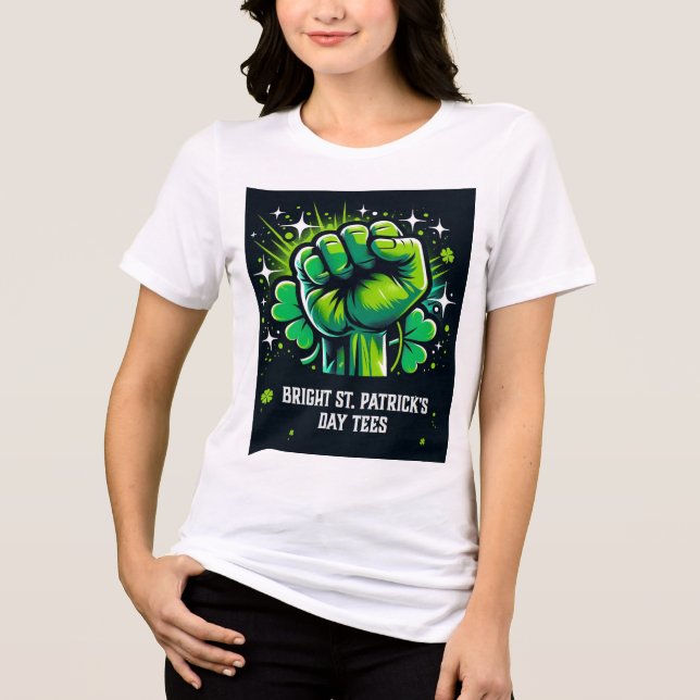 T-SHIRT  EN TRI-MATIÈRE ST PATRICK'S DAY DESIGN (Recto)