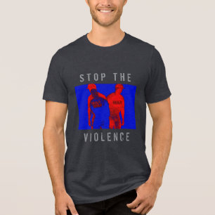 T-shirt En Tri-matière "Stop à la violence" Rouge Bleu noir