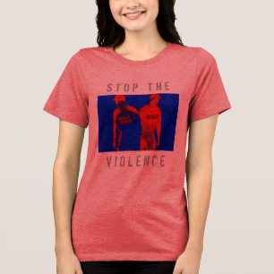 T-shirt En Tri-matière "Stop à la violence" Rouge Bleu noir