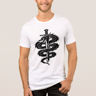 T-shirt En Tri-matière Style de tatouage d'épée enveloppée de dragon