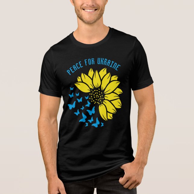 T-shirt En Tri-matière Symbole tournesol de la Paix. Paix pour l'Ukraine. (Recto)