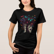 T-shirt arbre à papillon féminin