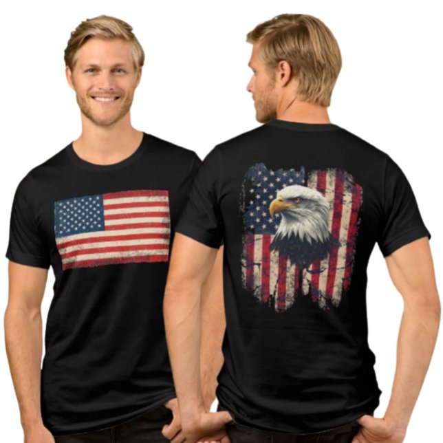T-shirt En Tri-matière T-shirt homme Drapeau américain et aigle en détres (Créateur téléchargé)