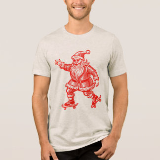 T-shirt En Tri-matière T-shirt Patinage Santa Claus Main dessinée