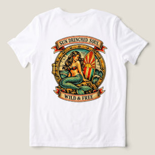 T-shirt En Tri-matière Tatouage de sirène vintage pour femmes, au soleil