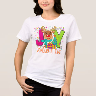 T-shirt En Tri-matière "Tee-shirt de Noël au renne JOYEUX"