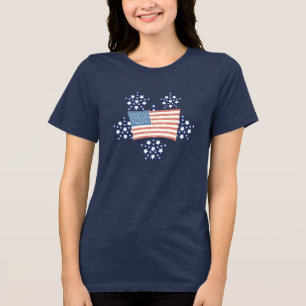 T-shirt En Tri-matière Tee-shirt White Star Fire Works et drapeau pointil
