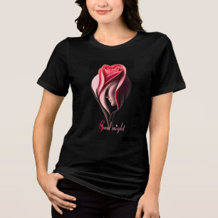 T-shirt En Tri-matière Texte Bonne Nuit avec Marque de Fleur de Rose