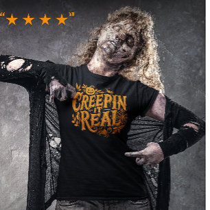 T-shirt En Tri-matière Texte rétro de l'Halloween orange réel